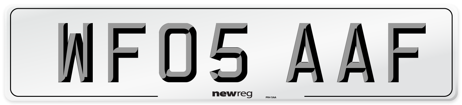 WF05 AAF Number Plate from New Reg